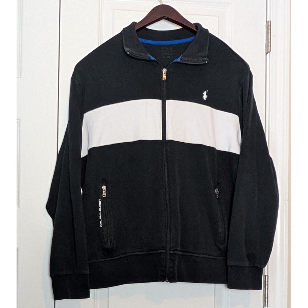 Polo Ralph Lauren Size XL Performance Zip Jacket Black Pockets Cotton Pony - Picture 2 of 12